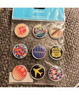 Metal Button Stickers Travel Flower Theme Vacation Route Plane Jet Sette... - £3.88 GBP