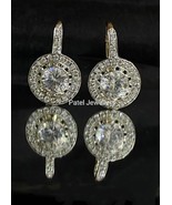 2CT Moissanite Art Déco Boucles D&#39;Oreilles Deux Tons 14K Plaqué or Blanc - $135.60 CAD