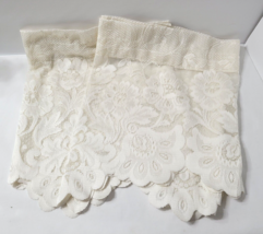 Ivory Lace 50&quot; W x 15&quot; L Vtg Pair Valance Floral Design Scallop Edge 3 pr avail - £34.83 GBP