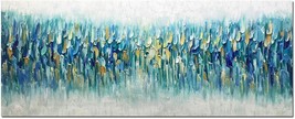 AMEI Art Paintings,24x60Inch 3D Hand Painted On Canvas Oversized Gold Blue - £135.05 GBP