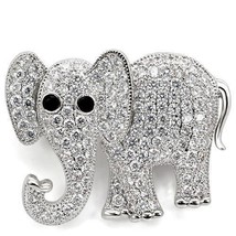 1W125 - Imitation Rhodium Brass Brooches with AAA Grade CZ  in Black Diamond - $49.70 CAD