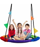 Tree Swing 40&quot; in Multi-Color Rainbow Kids Indoor/Outdoor Round Mat Sauc... - £69.51 GBP