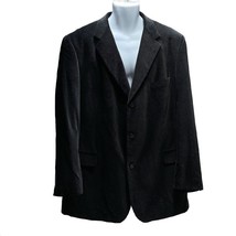 LINEA UOMO Jacket Men&#39;s Size 46 L Sport Coat Textured Cotton Velour Blazer Black - $44.99