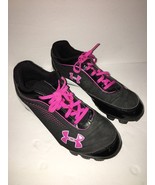 Under Armour Girls Soccer Baseball Softball Plastic Cleats Black Pink Size - $61.25 CAD