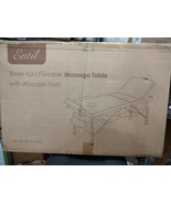 Entil Massage Table Spa Bed Portable 3 Sections Wooden Legs with Face Ho... - £98.49 GBP