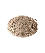 Oklahoma Star Belt Buckle Metal OK Seal Commemorative of 1907 Sturdy EUC - $41.87 CAD