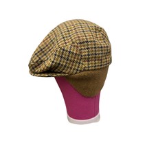 VTG Paul Stuart News Paperboy Cap L 7 1/4 100% Wool hounds tooth Italy Hat - $42.74