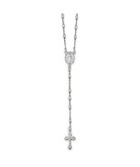 NEW POLISHED RHODIUM PLATED BEADED ROSARY 18&quot; NECKLACE REAL .925 STERLIN... - $110.72