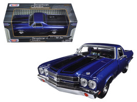 1970 Chevrolet El Camino SS 396 Dark Blue Metallic with Black Stripes 1/24 Dieca - £32.28 GBP