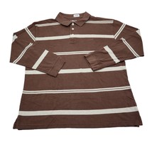 Sun River Shirt Mens L Brown White Striped Polo Outdoor Collar Neck Casual - £15.18 GBP