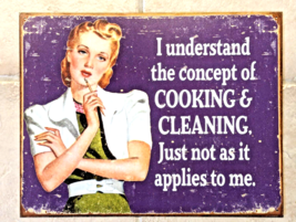 Cooking and Cleaning Retro Tin Sign 12.5 x 16-inch Rustic Vintage Style Decor - £14.38 GBP