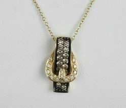 14K Yellow Honey Gold Plated Silver Simulated Diamond Buckle Necklace Pendant - £82.66 GBP