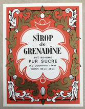 Vtg Sirop De Grenadine Pur Sucre 66% Beaume Wine Label - £785.60 GBP