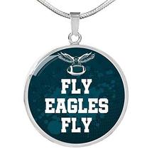 Express Your Love Gifts Fly Eagles Fly Philadelphia Fan Circle Necklace Stainles - £43.48 GBP