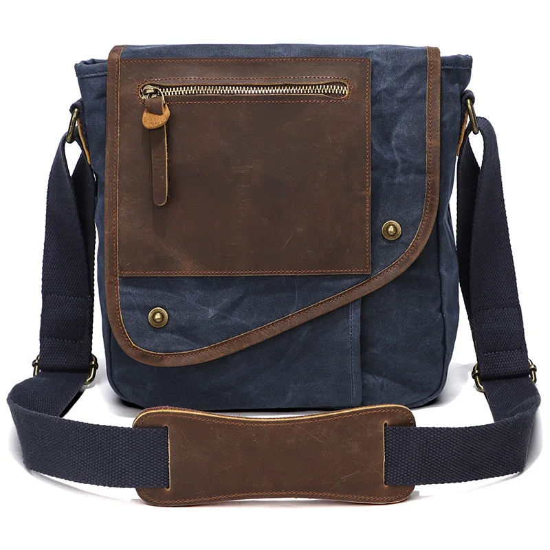 Men&#39;s Small Vintage Messenger Bag Waterproof Travel Shoulder Bag, Crazy ... - $68.83