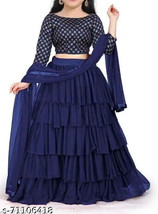 Designer Ruffle Lehenga Choli Women Girl Dress Bridal Wedding Ethnic Rakhi Spl 0 - £17.33 GBP