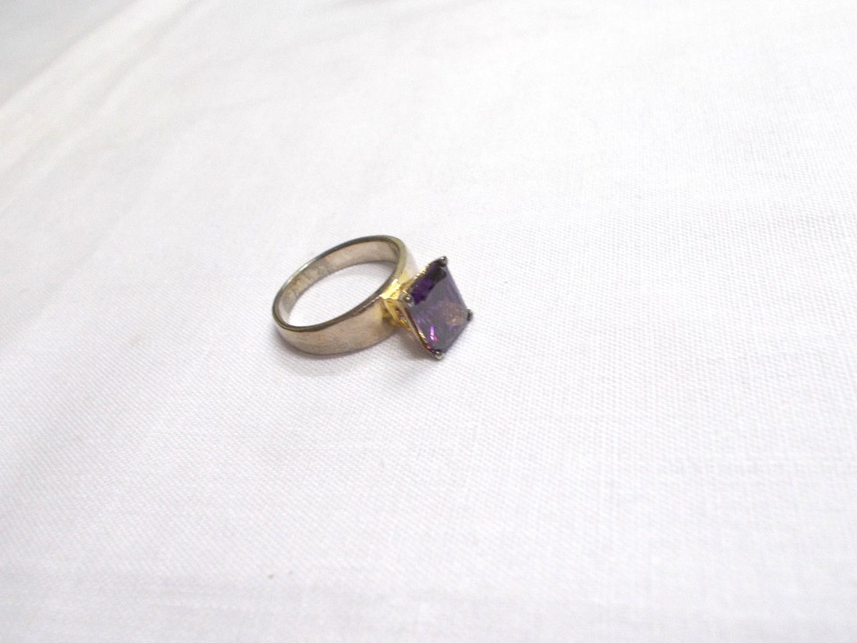 PURPLE MYSTIC TOPAZ FC Rectangle STONE VINTAGE STERLING SILVER RING US SIZE 8 Item image 7