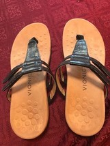 Vionic Elvia Sandals Womens Size 7 Black Adjustable Slip-on Orthotic Flip Flops - £35.20 GBP
