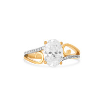 Solitaire Oval 4 Cttw CZ Spilt Shank Engagement Ring 14k Yellow Gold FN Size 7 - £52.78 GBP