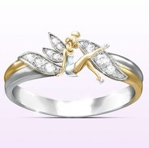 Two-Toned Sterling Silver Disney Embrace The Magic Tinker Bell Diamond Ring - £71.12 GBP