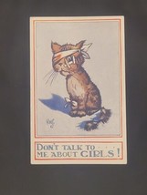 Postcard Dont Talk To Me About Girls Cat Vintage Artist c1910 Oilette Tu... - $13.09