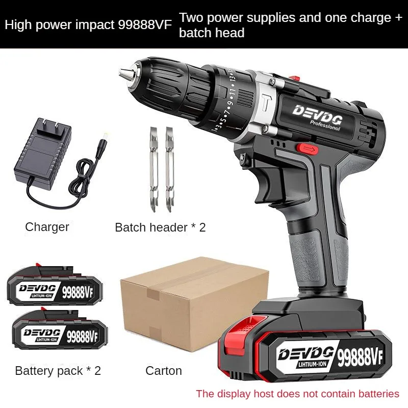 Cordless impact drill high-power hand electric drill lithium battery household d - £111.07 GBP
