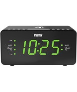 NAXA NRC-191 Dual Alarm Clock with QI Wireless Charging Function - £30.67 GBP