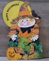 Vintage Happy Halloween Scarecrow Hanging Decoration Cut Out Pumpkin Cro... - £12.89 GBP