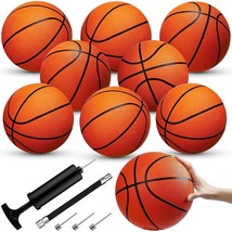 8 Pack Basketballs Set Size 7 Rubber Basketballs With Pump Set Outdoor Indoor Me - £57.47 GBP