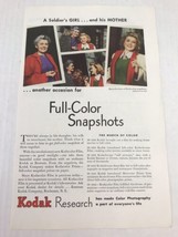 Kodak Full Color Snapshots Vtg 1944 Print Ad A Soldiers Girl &amp; Her Mother - £7.75 GBP