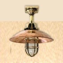 Nautical Passageway Light Brass Marine Vintage with Copper Shade Ceiling Light - £105.55 GBP