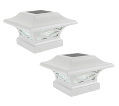 Classy Caps Kingsbridge White Dual Lighted Solar Post Cap SLK807W (2 Pack) - £71.30 GBP