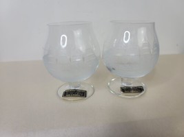 Set of 2 Snifters with Clipper Ship Toscany Romania Hand Blown &amp; Hand Cut 3.5 &quot; - £22.94 GBP
