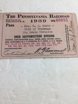 Vintage 1939 Pennsylvania Railroad Pass . Southwestern Division - £14.54 GBP