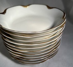 Lot 11 Haviland Limoges Silver Anniversary Gold Trim Fruit/Dessert (Sauce) Bowls - £36.96 GBP