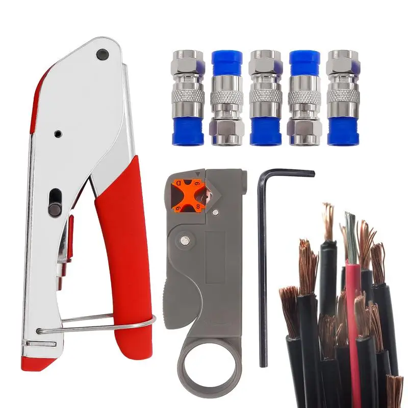 Cable Compression Tool Coax Carbon Steel Crimper Wire Stripper Easy To Store - £10.99 GBP+