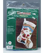 New Vtg Bucilla Christmas Felt Stocking Kit Santa &amp; Animals w/ Sequins 3... - £28.83 GBP