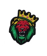 Rasta Lion with Crown Embroidered Patch Iron On. Size: 3.5 X 4.4 inches. - $131.71 MXN