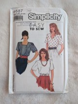 Simplicity 9587 Easy Blouse Shirt Top Sewing Pattern Misses Size 16 - 24 UC Vtg - $8.54