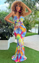 Multicolored Floral Tropical Maxi Dress - £35.38 GBP