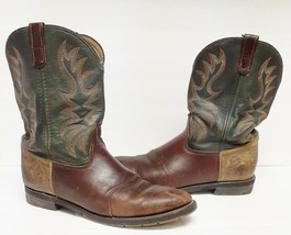DOUBLE H ROPER Boots Western Cowboy Brown Dk Green Upper DH3583 Men&#39;s 12 D - £70.08 GBP
