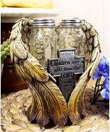 Holy Cross Psalm127 Scripture Heart Angel Wings Salt Pepper Shakers Hold... - €24,91 EUR