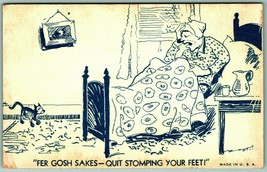 1940s Comic Arcade Card Sick Woman and Cat Quit Stomping Your Feet! G11 - £3.84 GBP