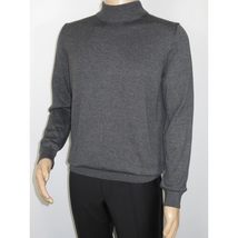 Men's Sweater Knit By BRANGO Turkey Mock Neck Cotton Blend 21050 Charcoal image 8