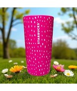 STARBUCKS Neon Hot Pink Summer Strawberry Berry Seed 12oz Ceramic Travel... - €29,84 EUR