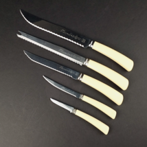 Vintage Fleur-de-lis 5-Pc Surgical Stainless Steel Knife Set Bakelite Ha... - £15.76 GBP