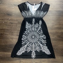 Cristina Love Paisly V-Neck Front &amp; Back Dress Black White Sz XL - £9.00 GBP
