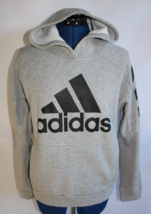 adidas Youth Large Gray Black Logo Pullover Hoodie ~L(14/16)~ 417521 - £10.99 GBP