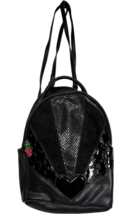 Betsey Johnson Mini Backpack Black Faux Suede/Leather Heart Starburst Ro... - $22.80