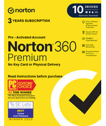 Norton 360 Premium 2025 10 Device 3 Years Global Pre-Activated Subscript... - $65.00